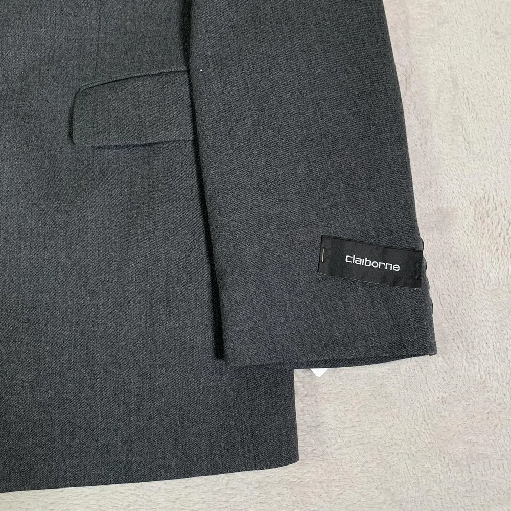 Claiborne Blazer‎ Mens 42L Gray Wool Blend Sport Coat Jacket Two Button NEW